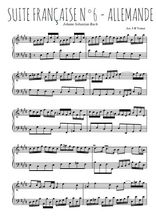 Téléchargez l'arrangement pour piano de la partition de Suite française N°6 Allemande en PDF